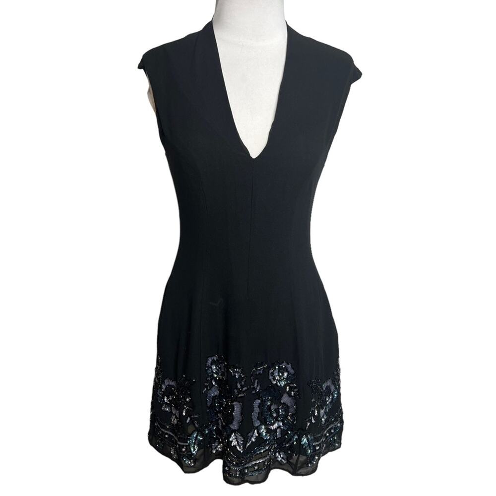 Needle & Thread floral sequin hem black cocktail dress - Picture 3 of 8